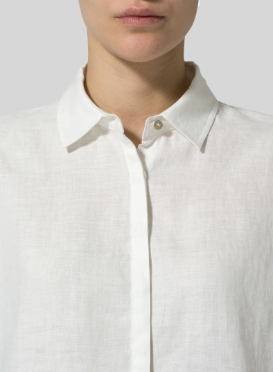 Linen Half-Button Tunic - Plus Size