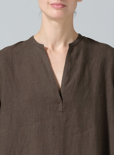 Linen V-neck Mandarin Collar Tunic