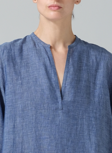 Linen V-neck Mandarin Collar Tunic