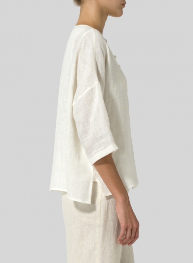 Lightweight Linen Dropped Shoulder Top