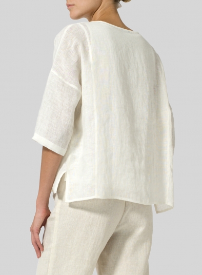 Lightweight Linen Dropped Shoulder Top