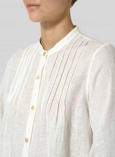 Linen Pleated A-Line Shirt - Plus Size