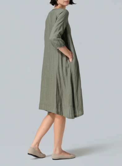 Linen Flare Midi Dress