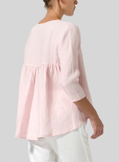 Baby Pink Linen A-line High-Low Top