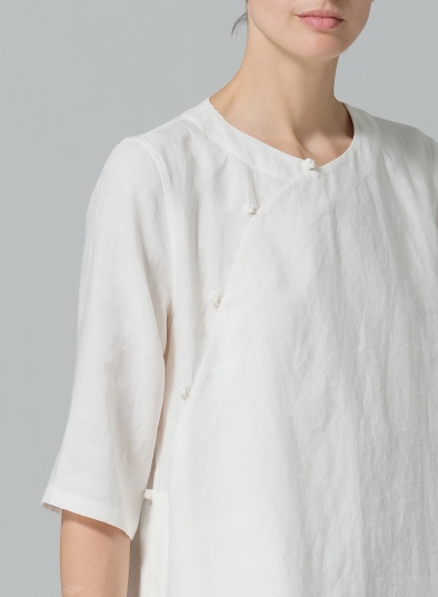 Linen Tunic with Vintage Mandarin Knot