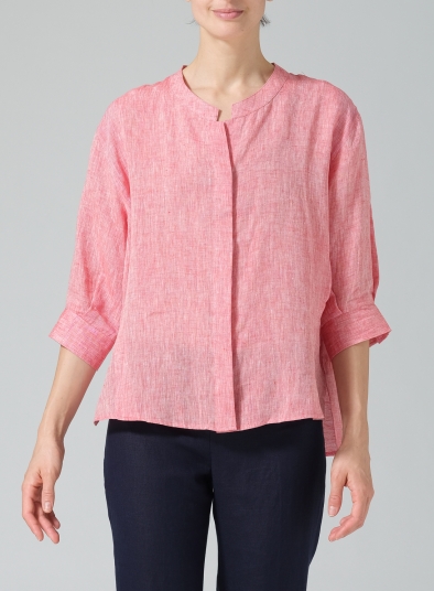 Linen Back Keyhole Blouse