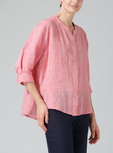 Linen Back Keyhole Blouse