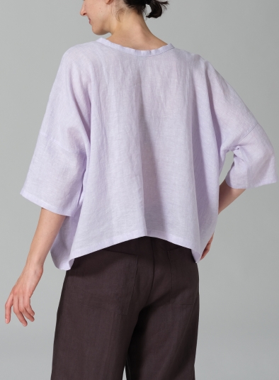 Linen Loose Deep V-Neck Top