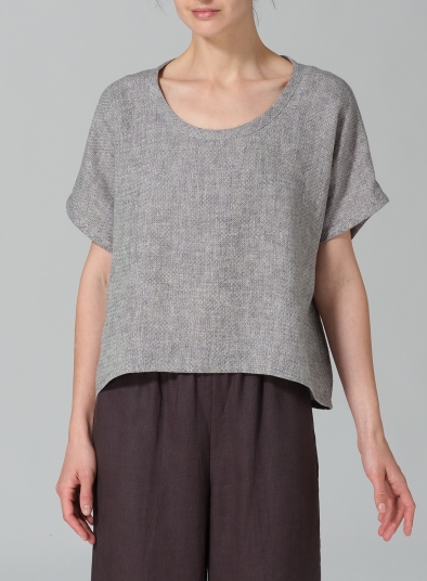 Linen Dolman Short Sleeve Box Top