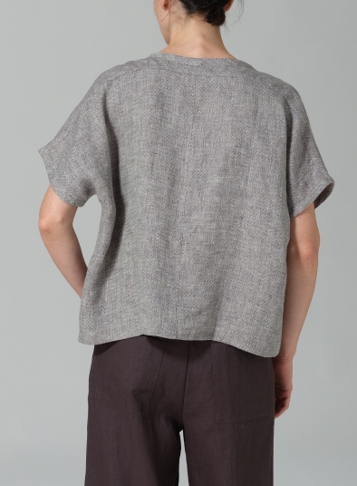 Linen Dolman Short Sleeve Box Top