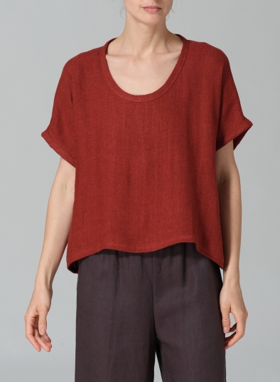 Linen Dolman Short Sleeve Box Top