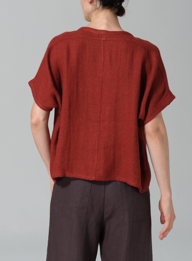 Linen Dolman Short Sleeve Box Top