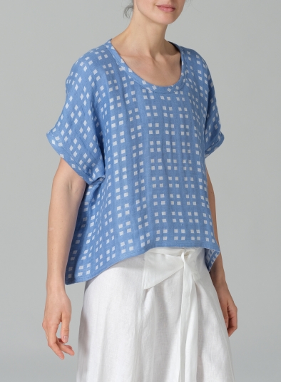 Linen Dolman Short Sleeve Box Top