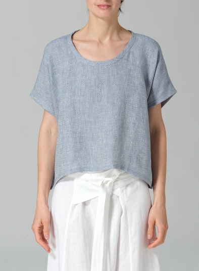 Linen Dolman Short Sleeve Box Top