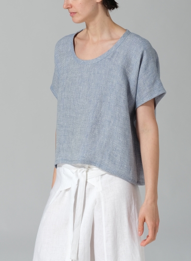 Linen Dolman Short Sleeve Box Top