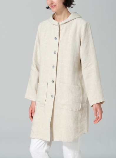Linen Button-Up Hooded Tunic