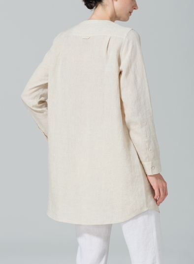 Linen Open Front Long Shirt