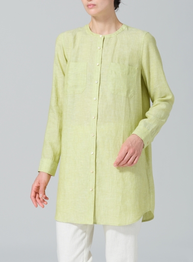 Linen Open Front Long Shirt