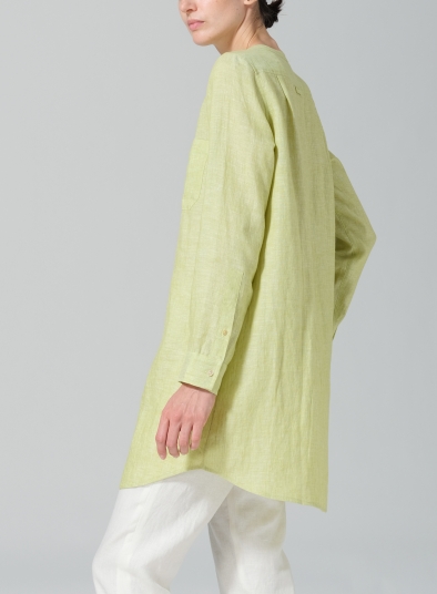 Linen Open Front Long Shirt