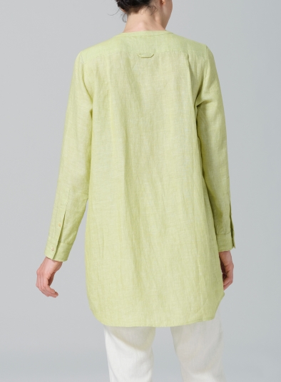 Linen Open Front Long Shirt