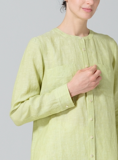 Linen Open Front Long Shirt