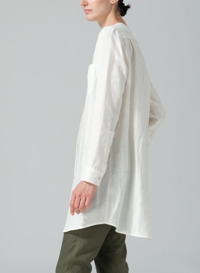 Linen Open Front Long Shirt