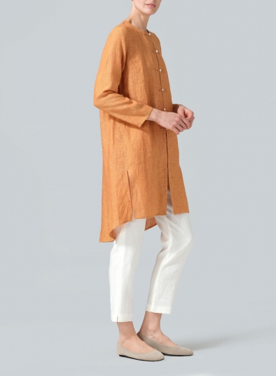 Linen Straight Cut Chinese Button Knots Tunic