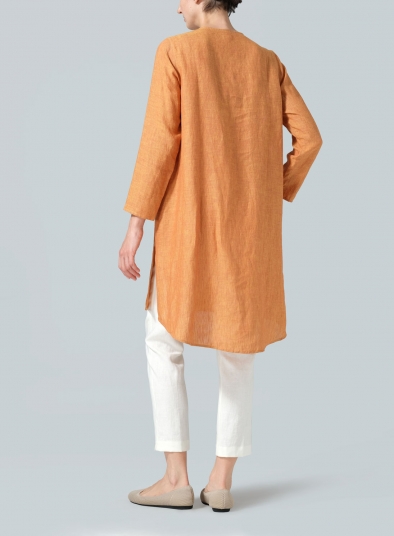 Linen Straight Cut Chinese Button Knots Tunic