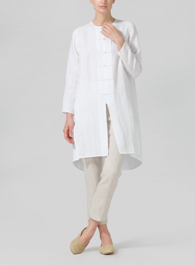 Linen Straight Cut Chinese Button Knots Tunic