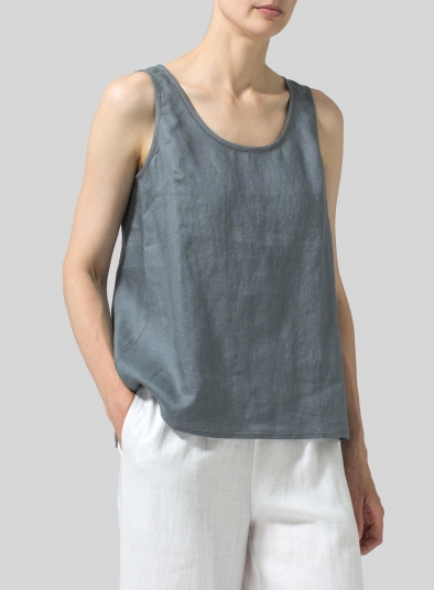 Linen Embroidered Sleeveless Cami - Plus Size
