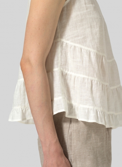 Linen Sleeveless Pleated Blouse