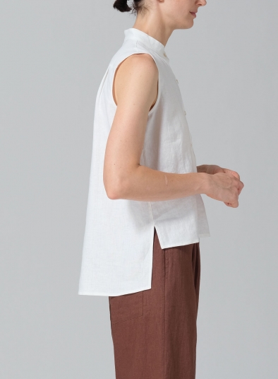 Linen Mandarin Collar Vest