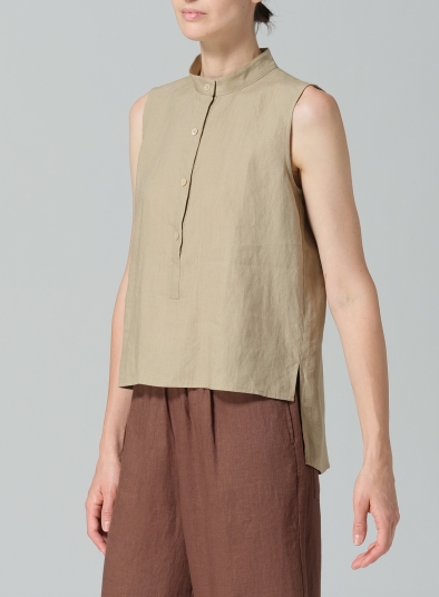 Linen Mandarin Collar Vest