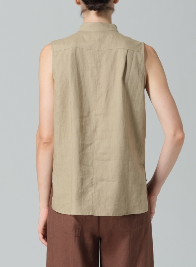 Linen Mandarin Collar Vest