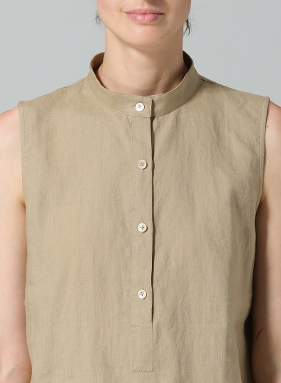 Linen Mandarin Collar Vest