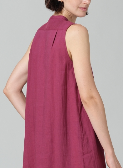 Linen Sleeveless A-line Long Tunic