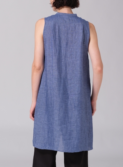 Linen Sleeveless A-line Long Tunic