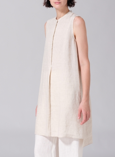 Linen Sleeveless A-line Long Tunic