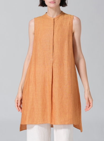 Linen Sleeveless A-line Long Tunic