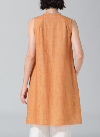 Linen Sleeveless A-line Long Tunic