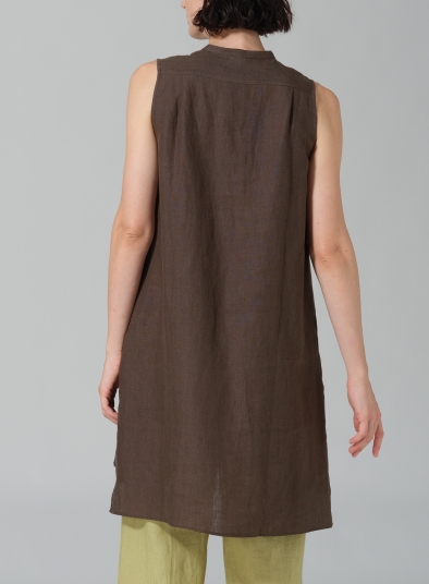 Linen Sleeveless A-line Long Tunic