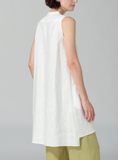 Linen Sleeveless A-line Long Tunic