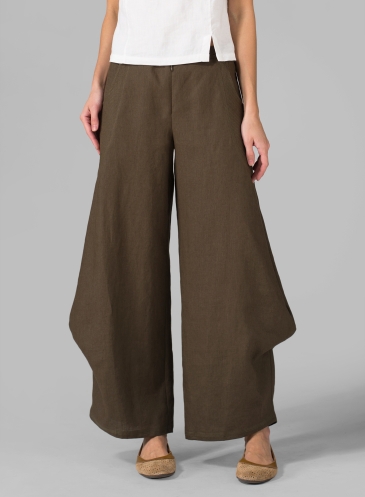 vivid-linen-flared-legs-pants - Plus Size