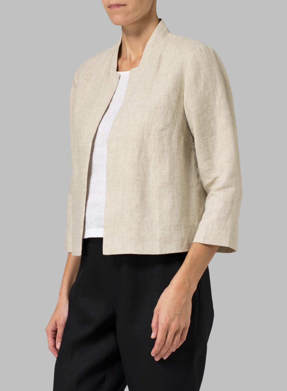 Oat Linen Crop Blazer Set