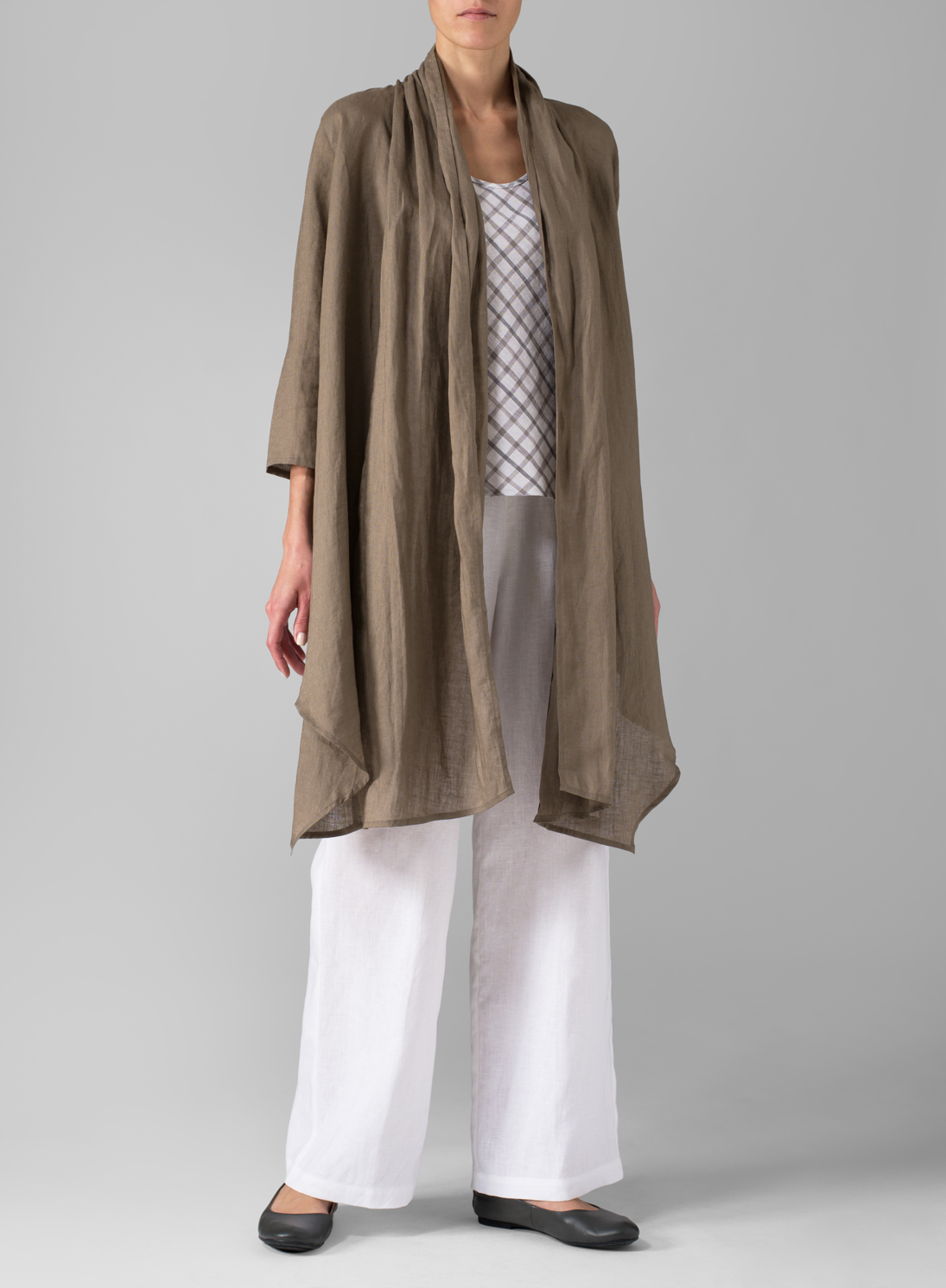 Linen Long Shawl-Collar Over Jacket