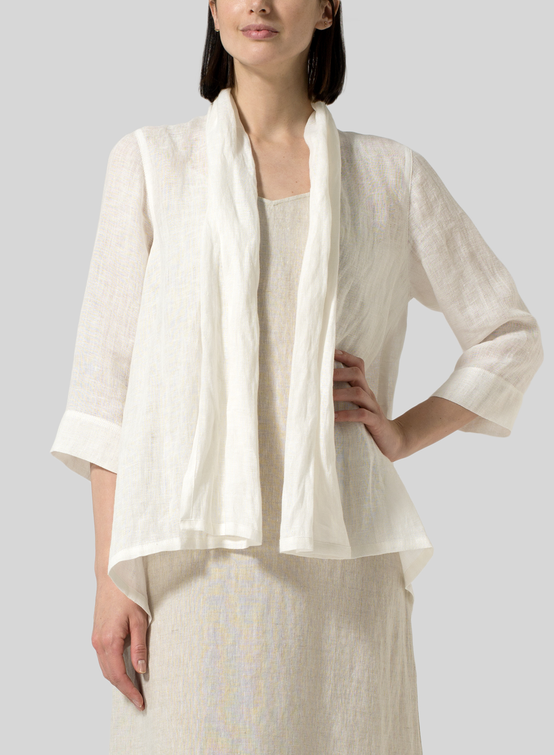 Gauze Linen Shawl Collar Jacket