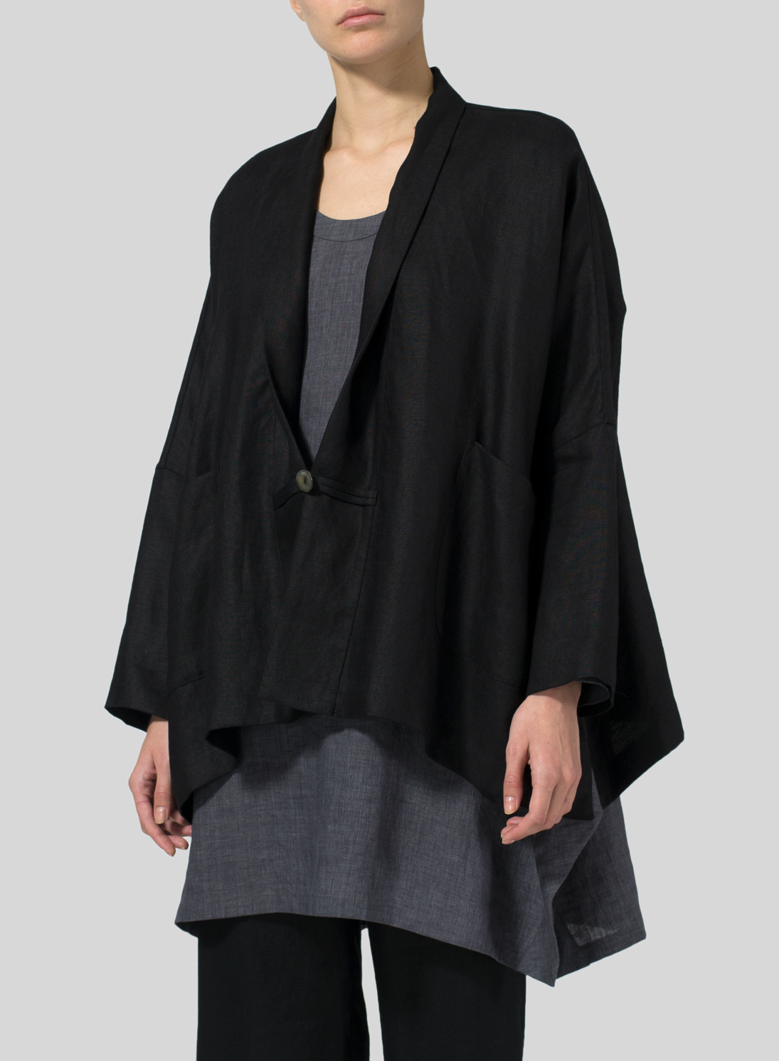 Linen Kimono Jacket - Plus Size