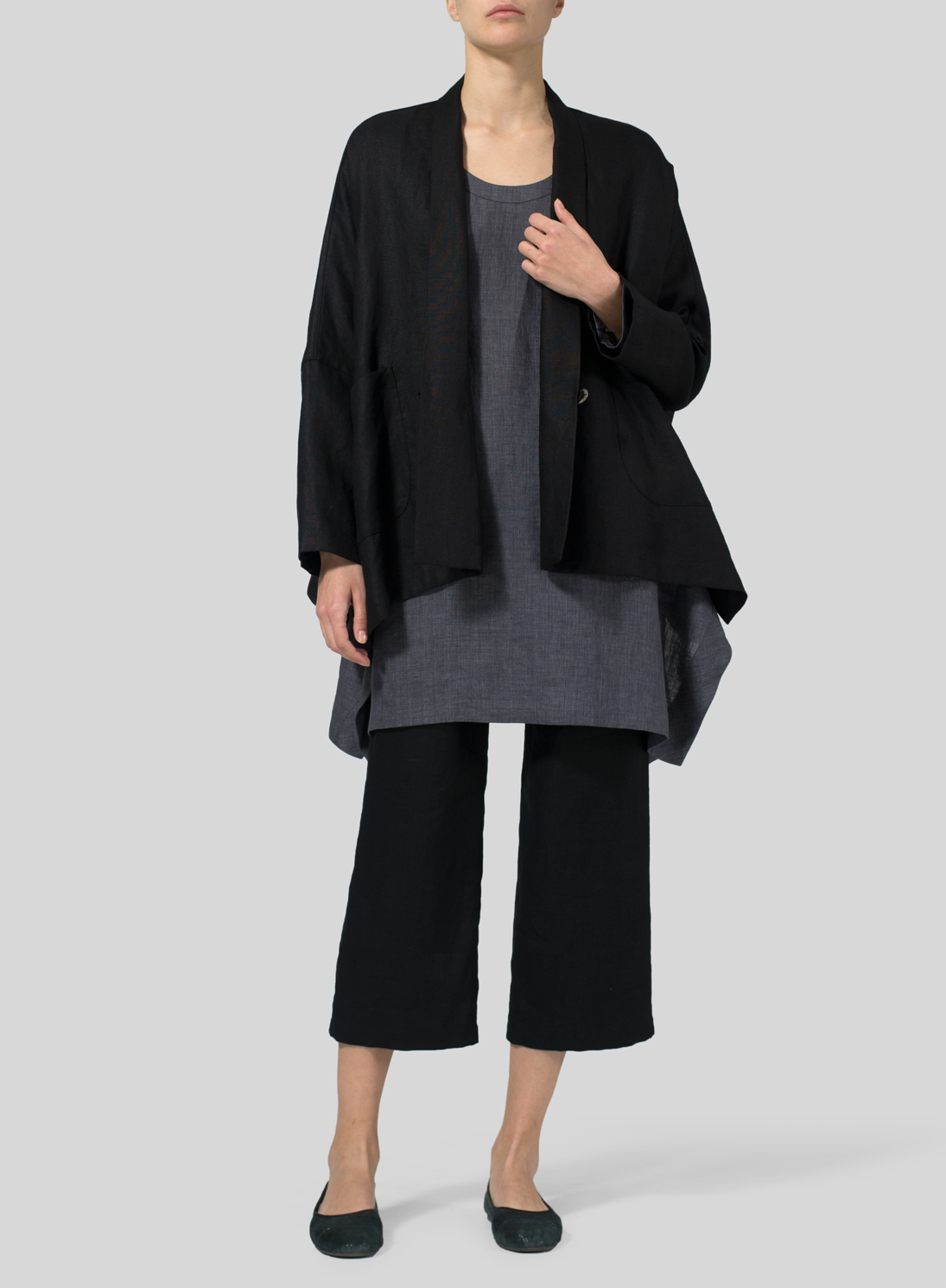 black linen kimono jacket