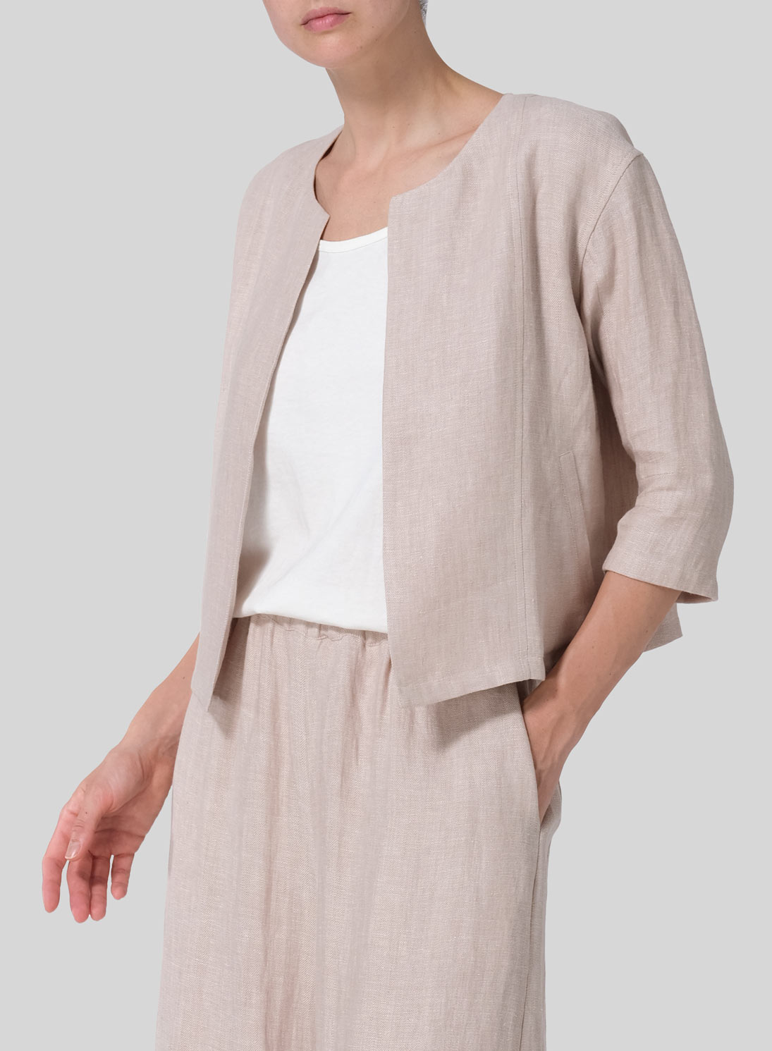 Linen Open Front Jacket