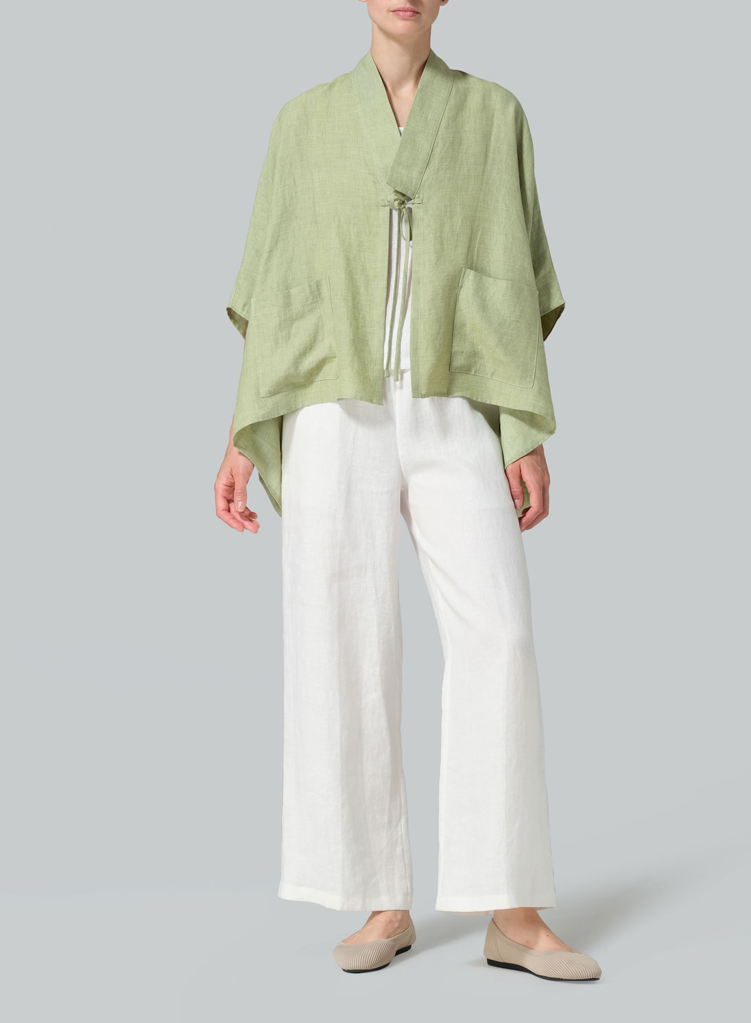 Linen Tie Rope Kimono Jacket